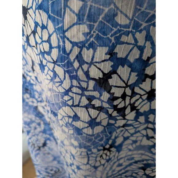 Fever Blouse Women 2X Blue Paisley Mosaic Chiffon Top Sleeveless Casual Coastal - Picture 4 of 12